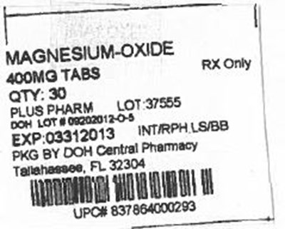 Label Image For 400mg (Magnesium   Oxide 400mg Plus Pharm)